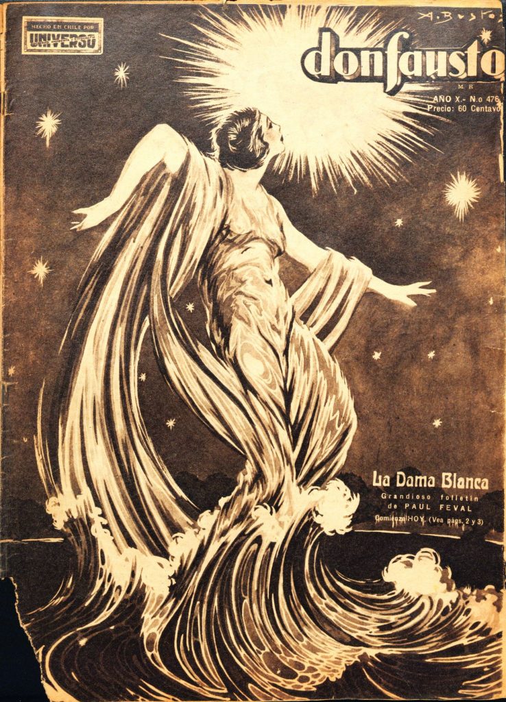Titelblatt von Don Fausto, 25.10.1933, Frau in wallendem Kleid blickt zu hellem Stern auf